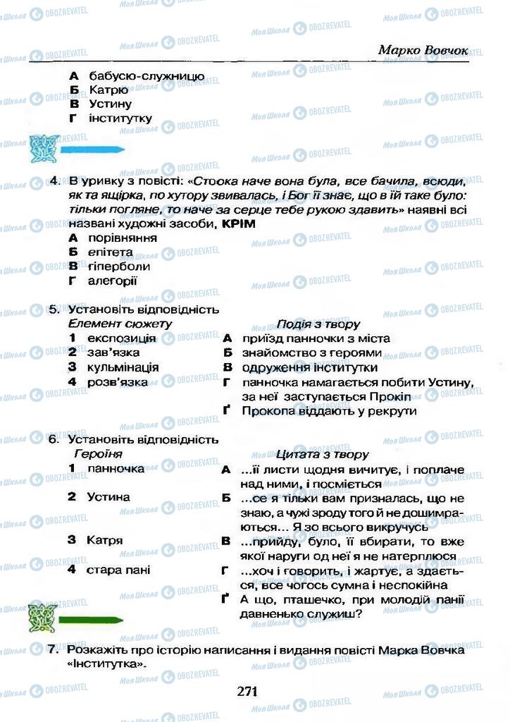 Підручники Українська література 9 клас сторінка  271