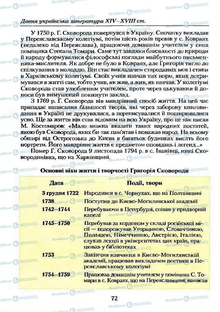 Учебники Укр лит 9 класс страница  72