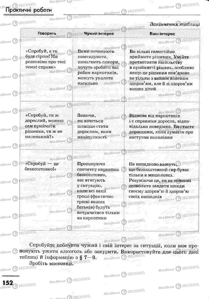 Підручники Основи здоров'я 9 клас сторінка 152