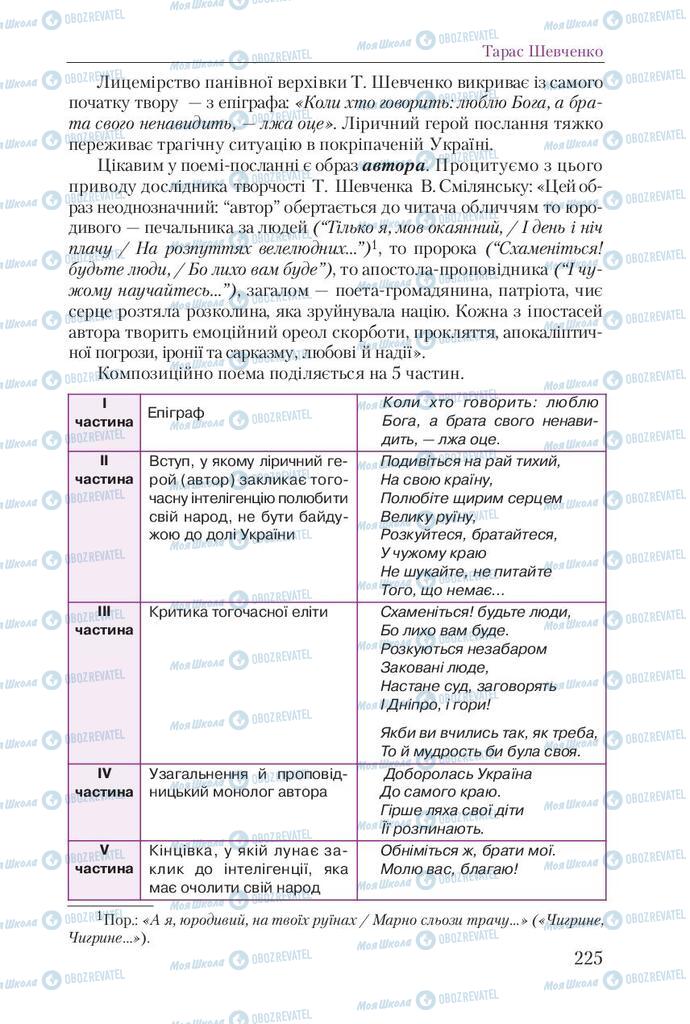 Підручники Українська література 9 клас сторінка 225