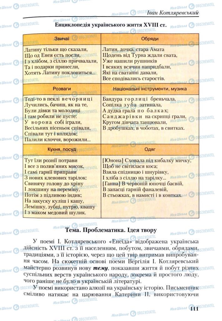 Підручники Українська література 9 клас сторінка 111