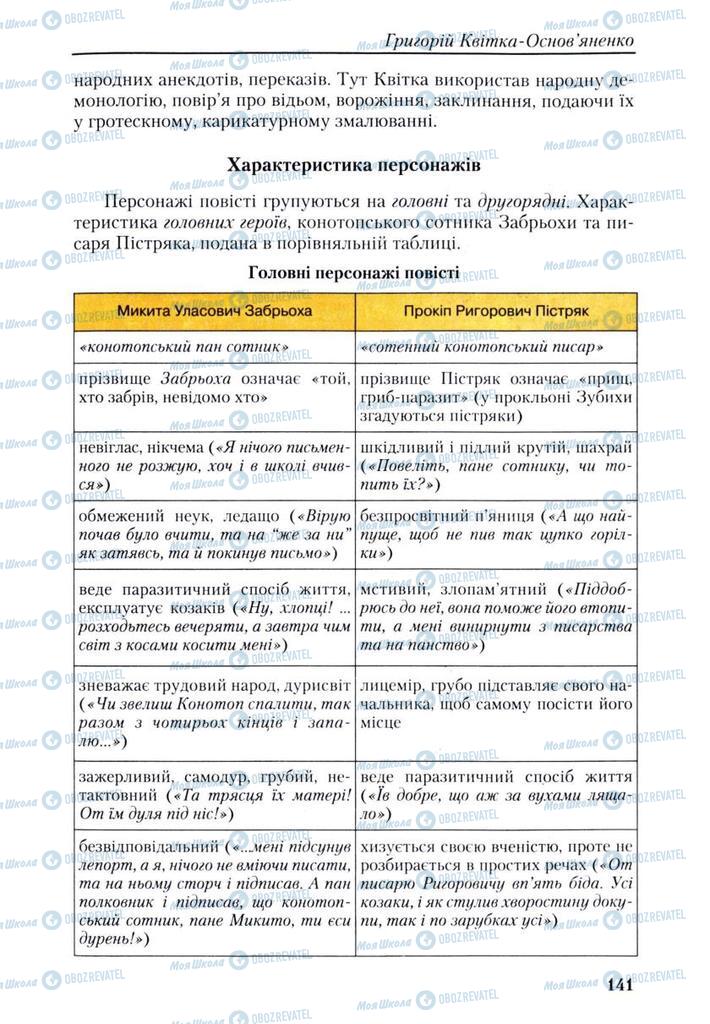 Підручники Українська література 9 клас сторінка 141