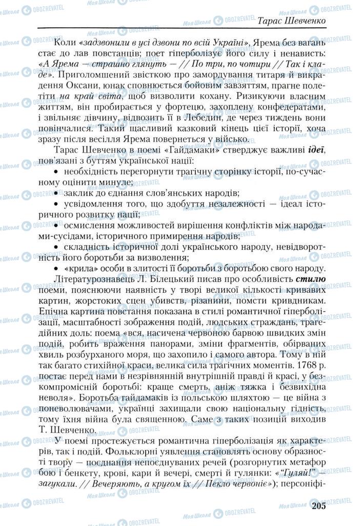 Підручники Українська література 9 клас сторінка 205