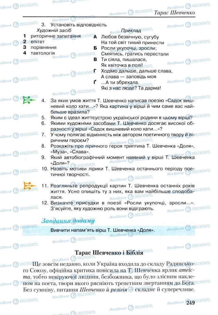 Учебники Укр лит 9 класс страница 249