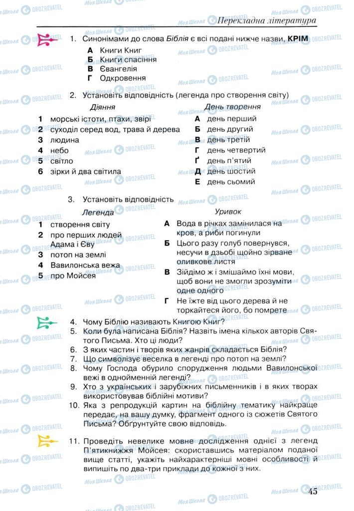 Підручники Українська література 9 клас сторінка 45