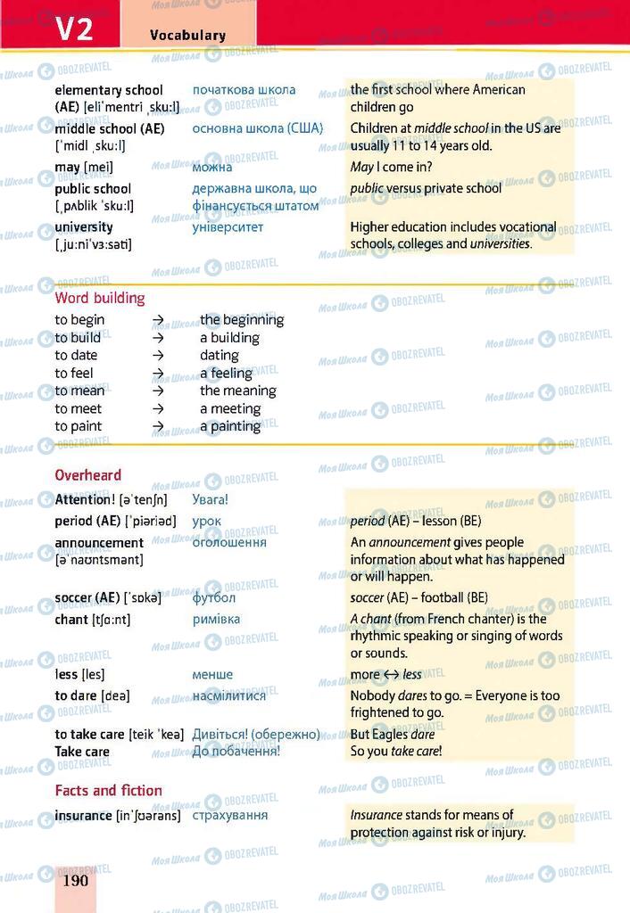 Підручники Англійська мова 9 клас сторінка 190
