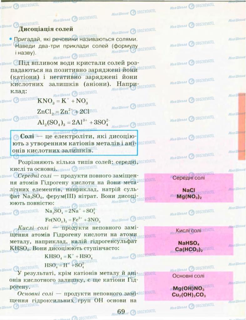 Підручники Хімія 9 клас сторінка 69