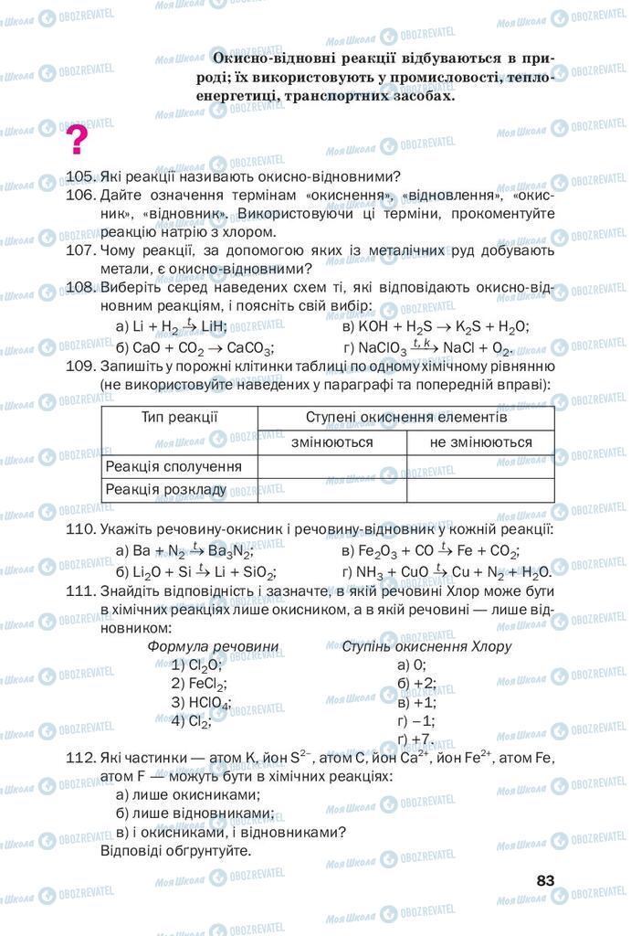 Учебники Химия 9 класс страница 83