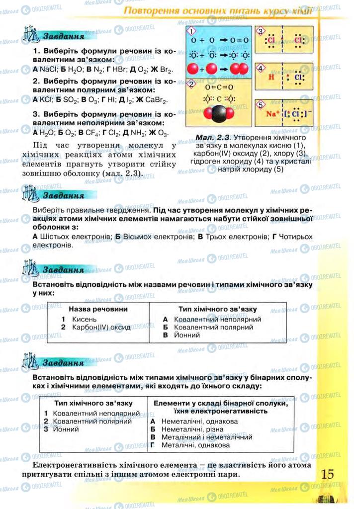 Підручники Хімія 9 клас сторінка 15