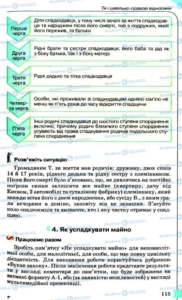 Підручники Правознавство 9 клас сторінка 115