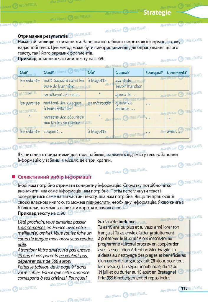 Підручники Французька мова 9 клас сторінка 115