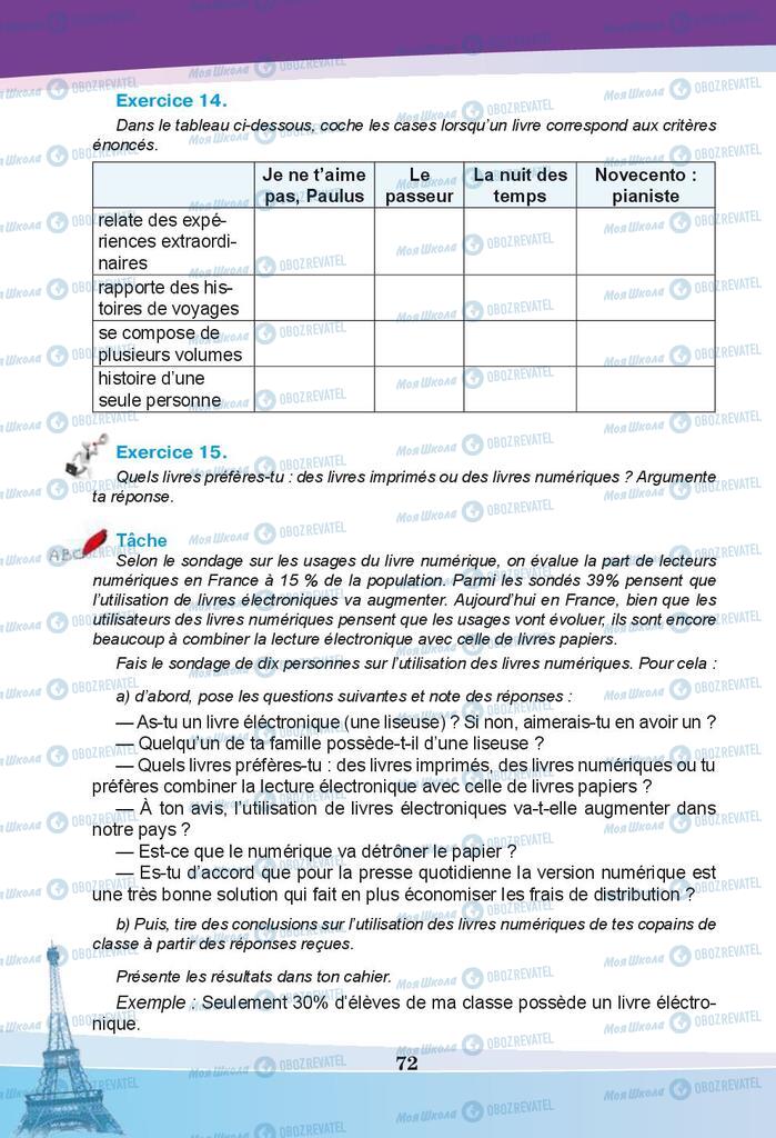 Підручники Французька мова 9 клас сторінка 72