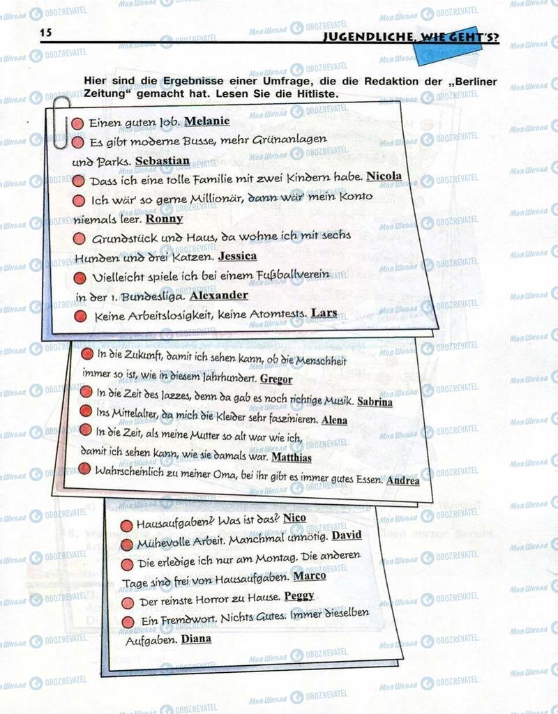 Підручники Німецька мова 10 клас сторінка  15