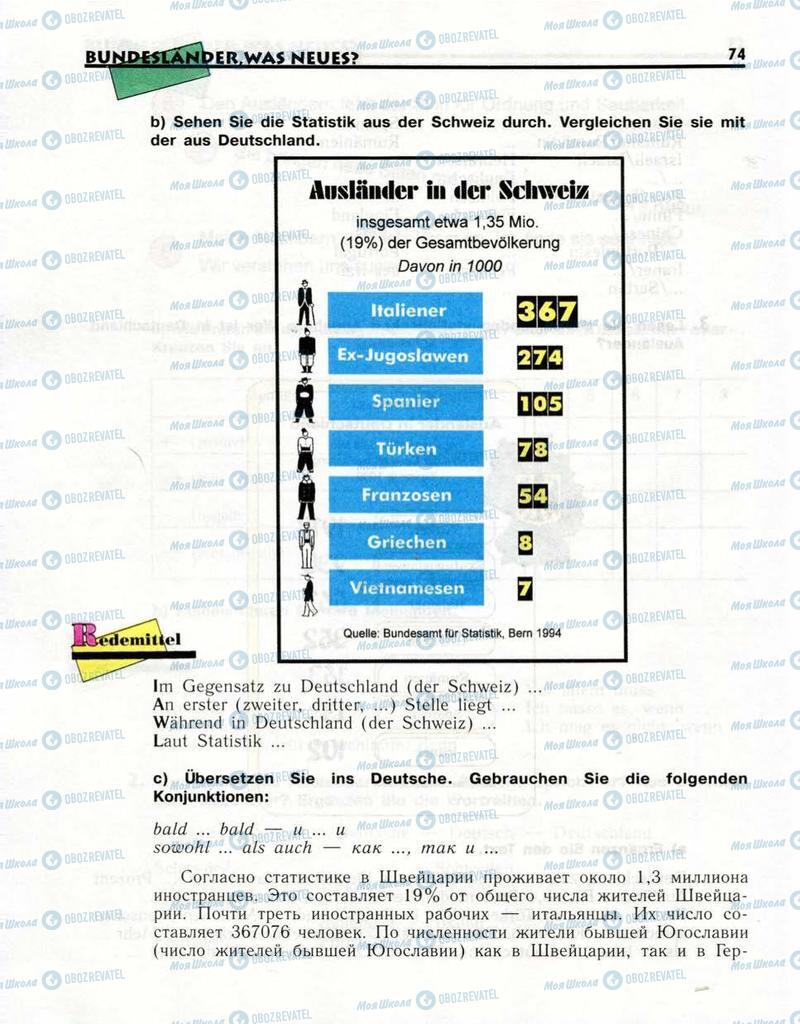 Підручники Німецька мова 10 клас сторінка  74
