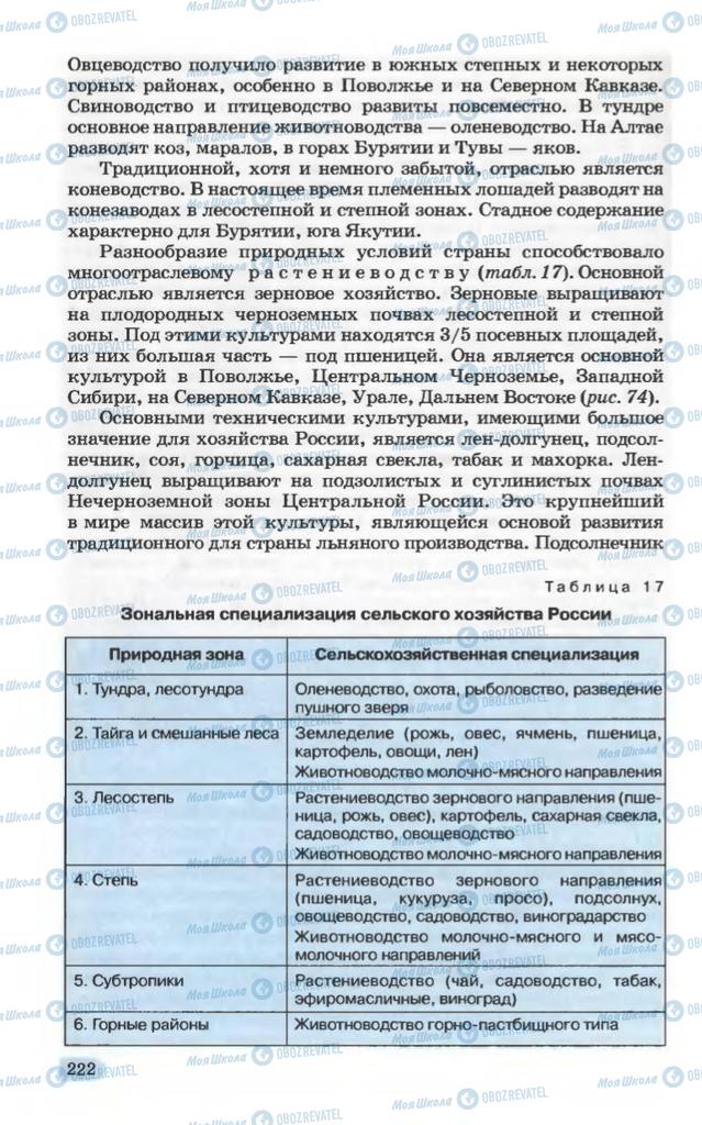 Підручники Географія 10 клас сторінка 222