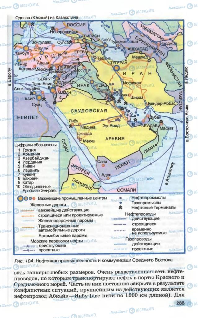 Підручники Географія 10 клас сторінка 285