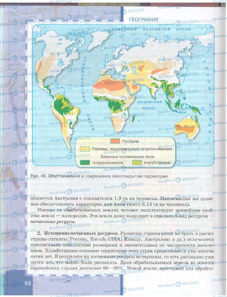 Підручники Географія 10 клас сторінка  98