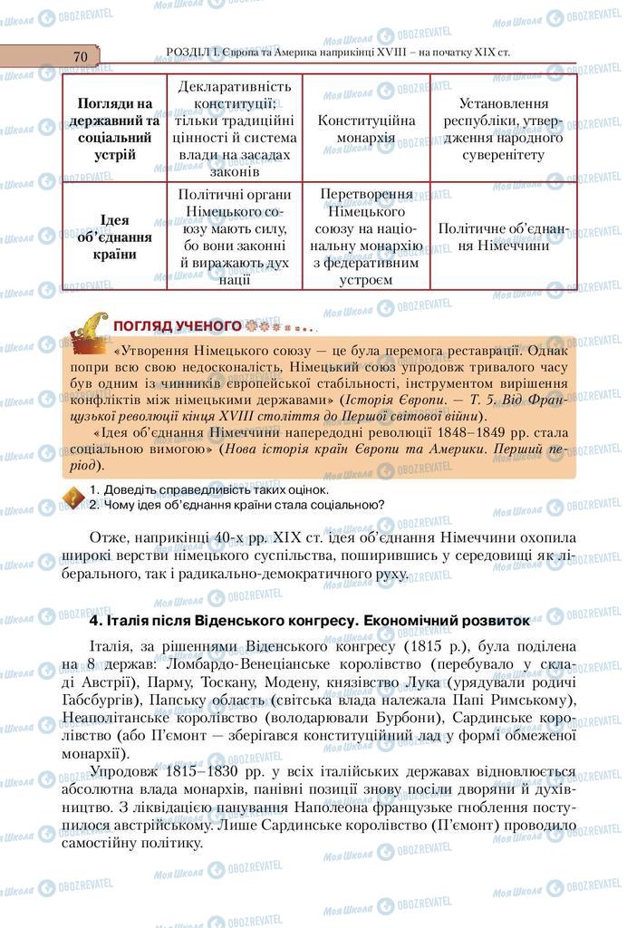 Підручники Всесвітня історія 9 клас сторінка 70