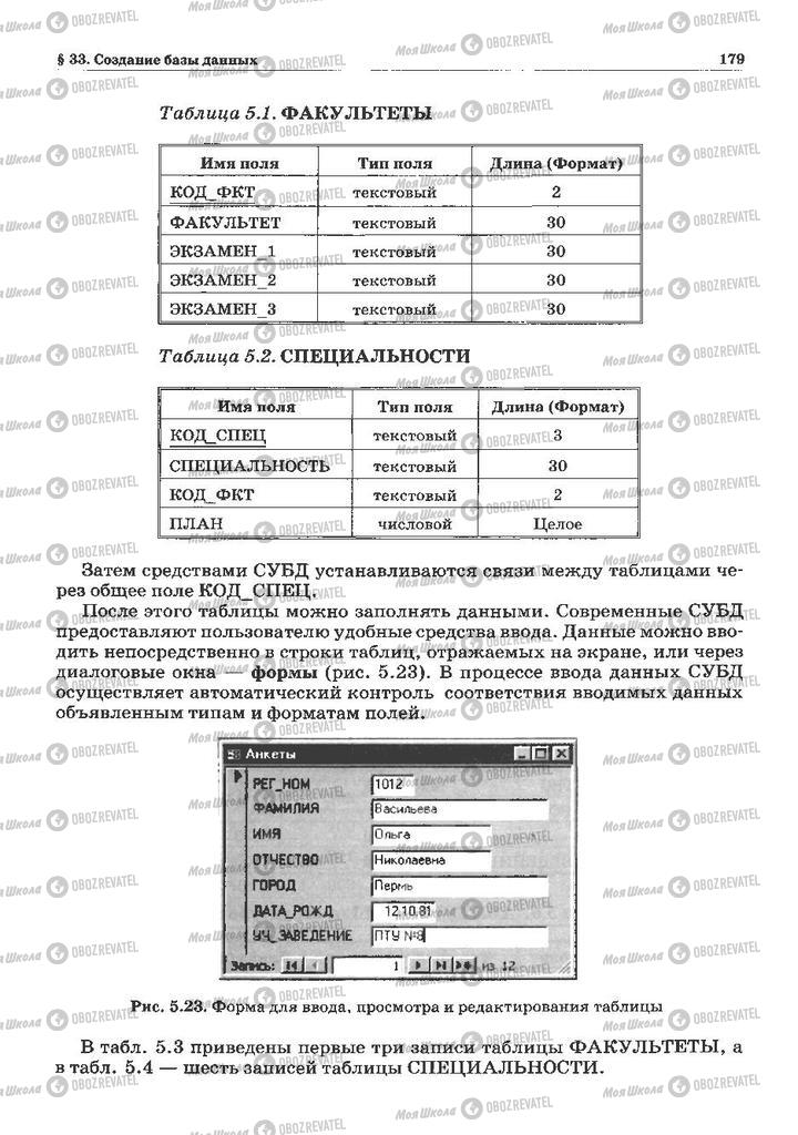 Підручники Інформатика 10 клас сторінка 179