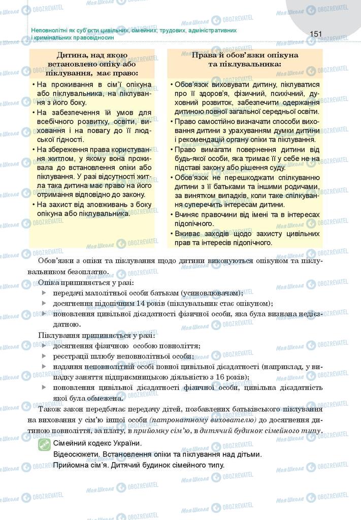 Підручники Правознавство 9 клас сторінка 151