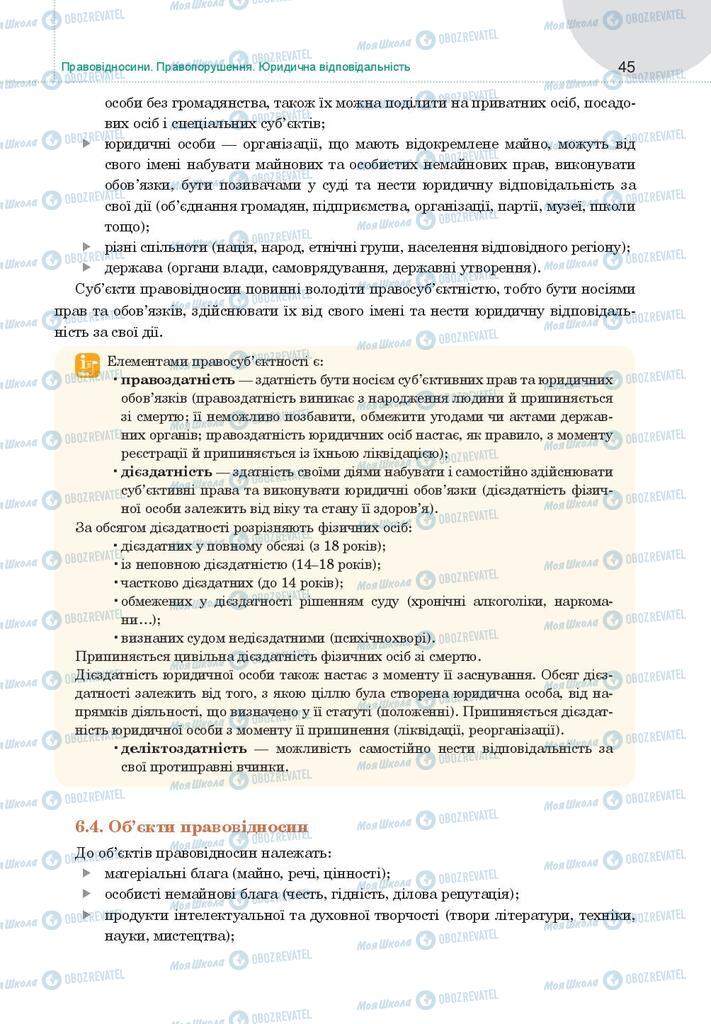 Підручники Правознавство 9 клас сторінка 45