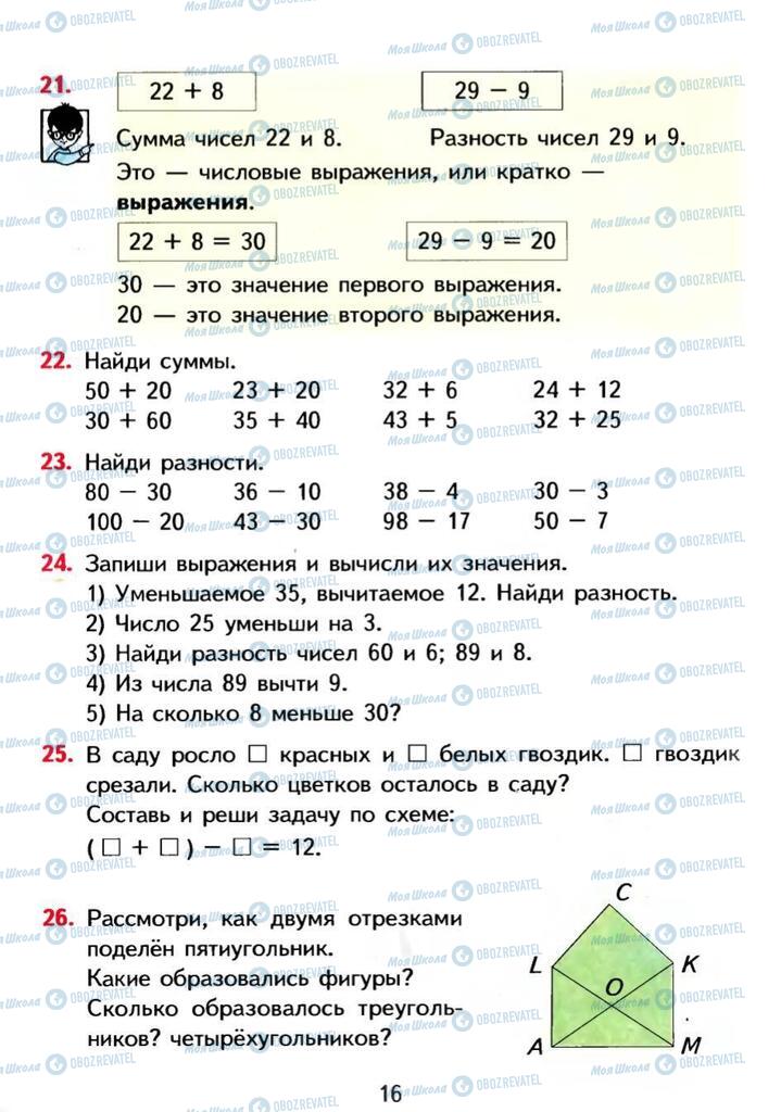 Підручники Математика 3 клас сторінка 16