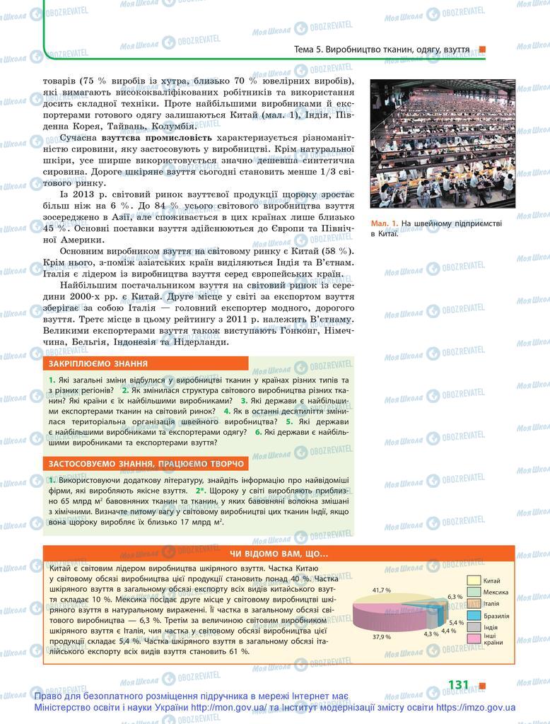 Підручники Географія 9 клас сторінка 131
