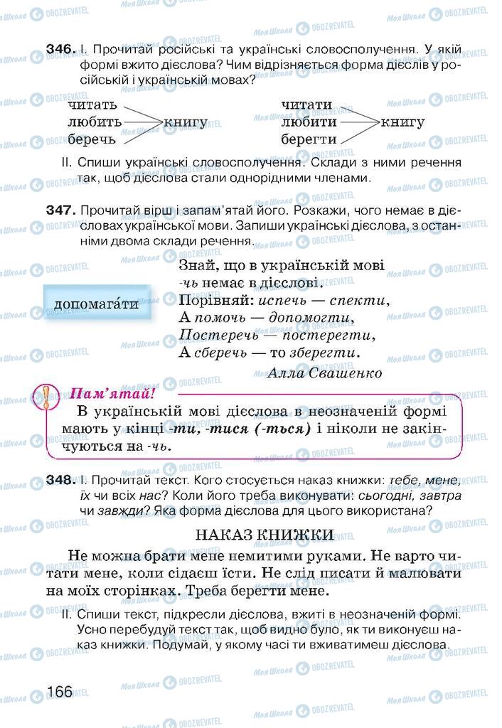 Підручники Українська мова 4 клас сторінка 166