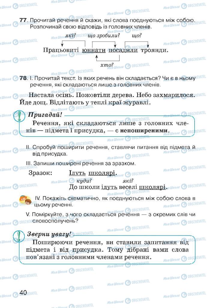 Підручники Українська мова 4 клас сторінка 40