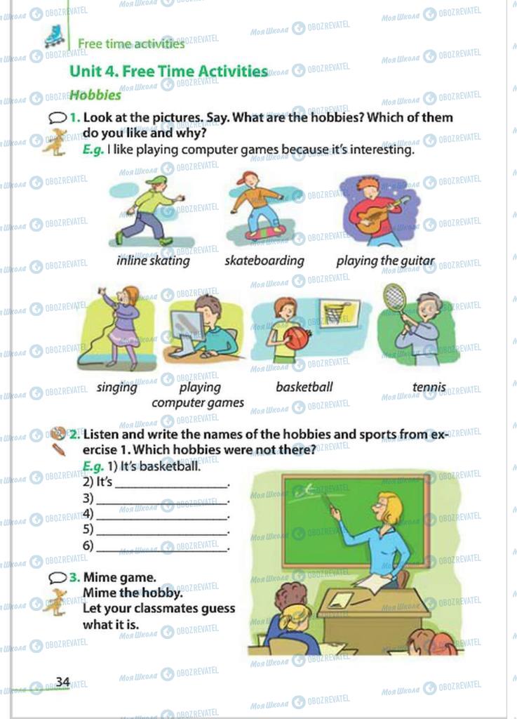 Підручники Англійська мова 4 клас сторінка  34