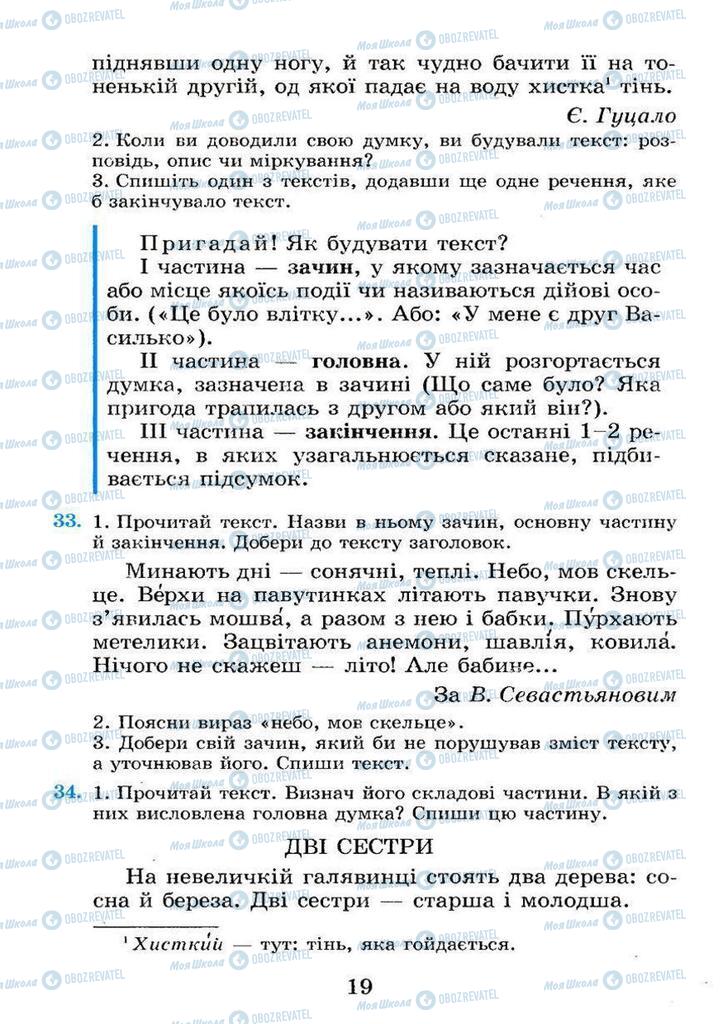 Підручники Українська мова 4 клас сторінка 19