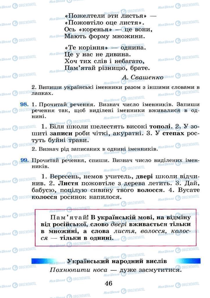 Підручники Українська мова 4 клас сторінка 46