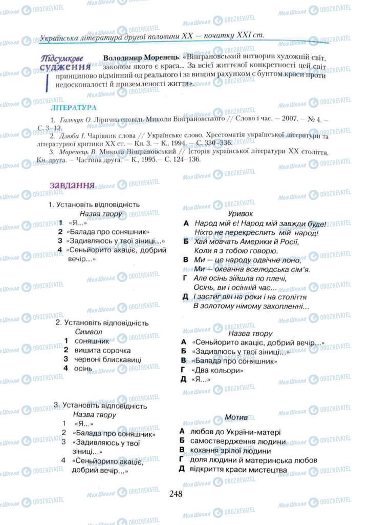 Підручники Українська література 11 клас сторінка 248