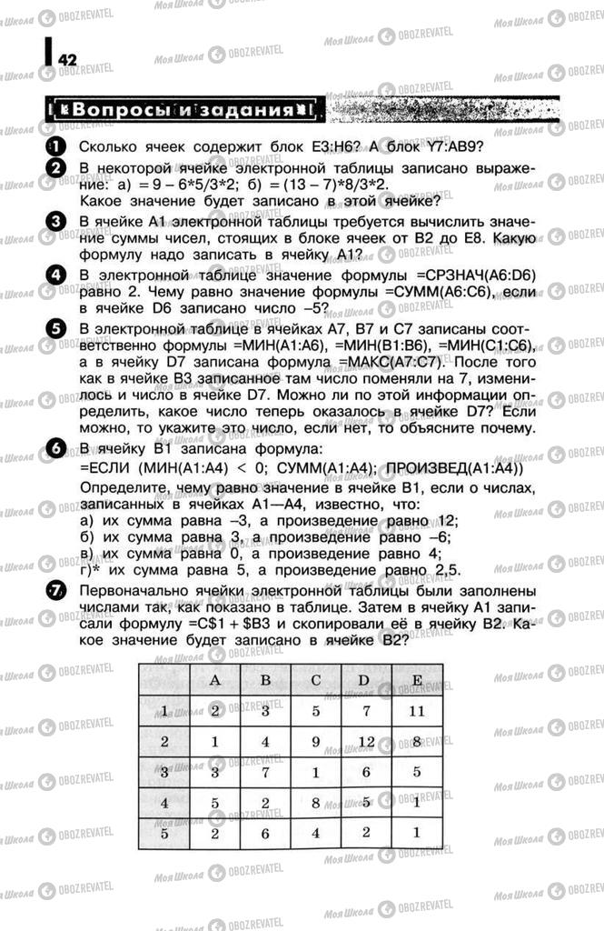 Підручники Інформатика 10 клас сторінка  42