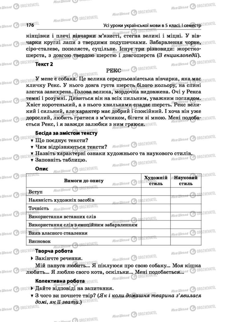 Підручники Українська мова 5 клас сторінка  176