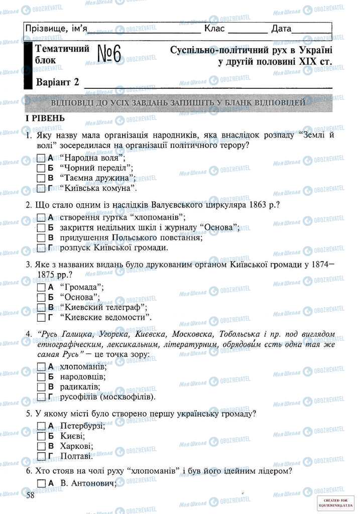 Підручники Історія України 9 клас сторінка 58