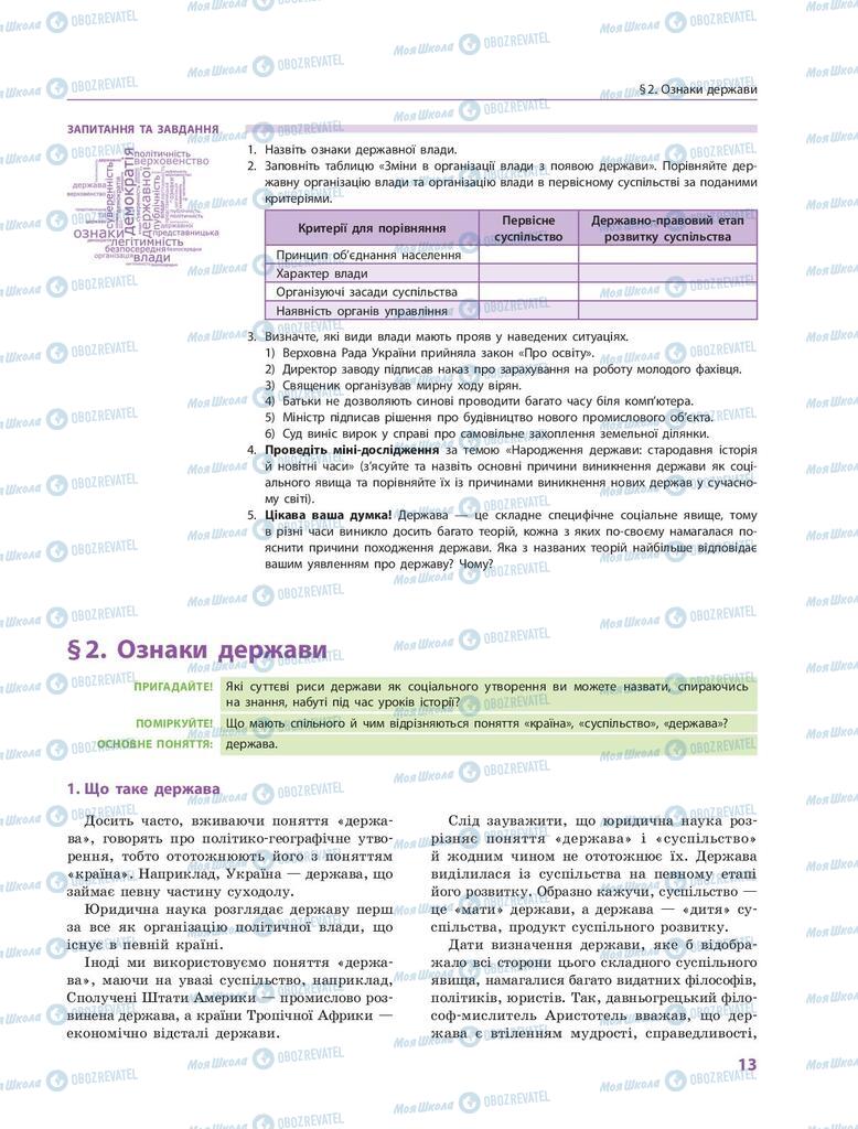 Підручники Правознавство 9 клас сторінка 13