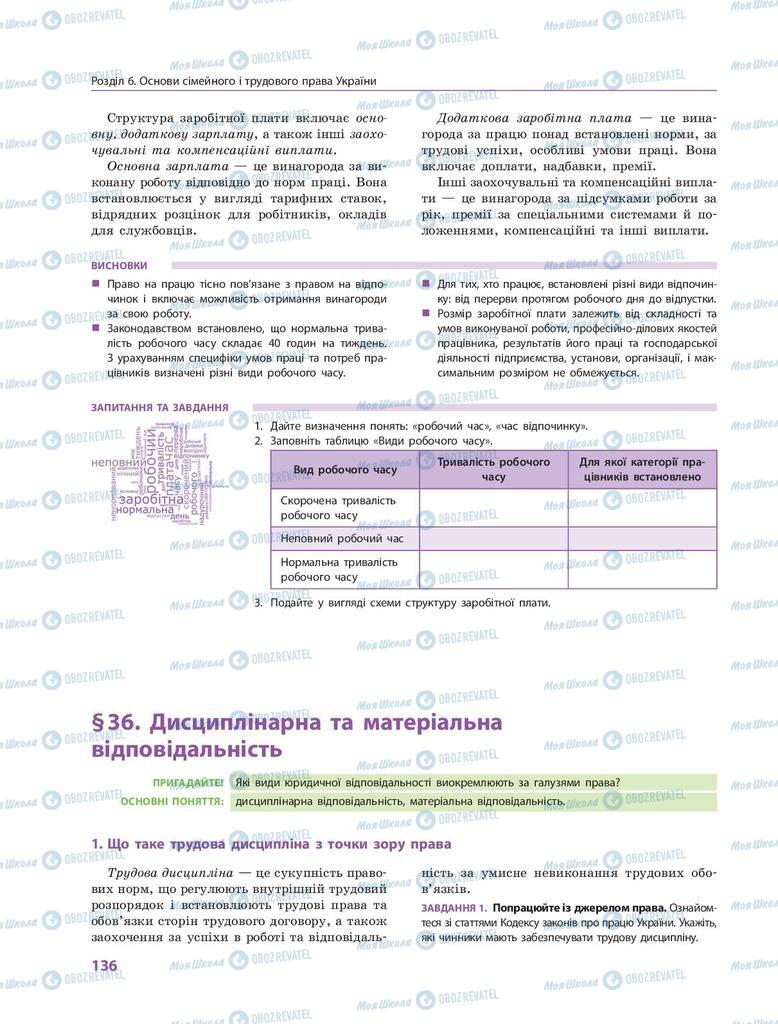 Підручники Правознавство 9 клас сторінка 136