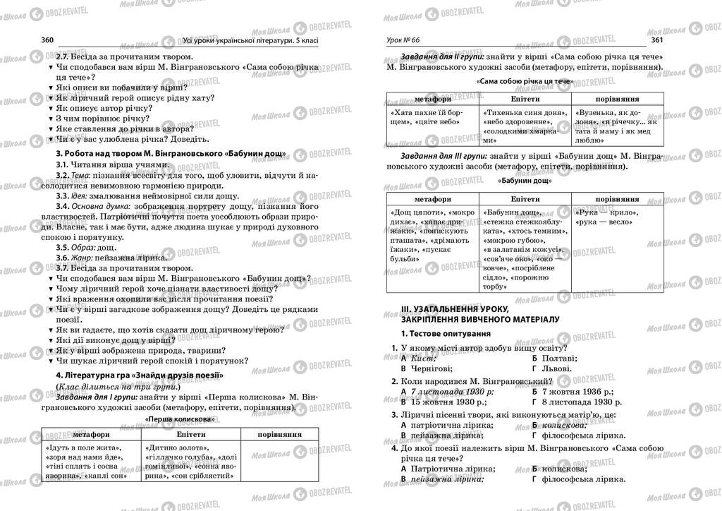 Підручники Українська література 5 клас сторінка  360-361