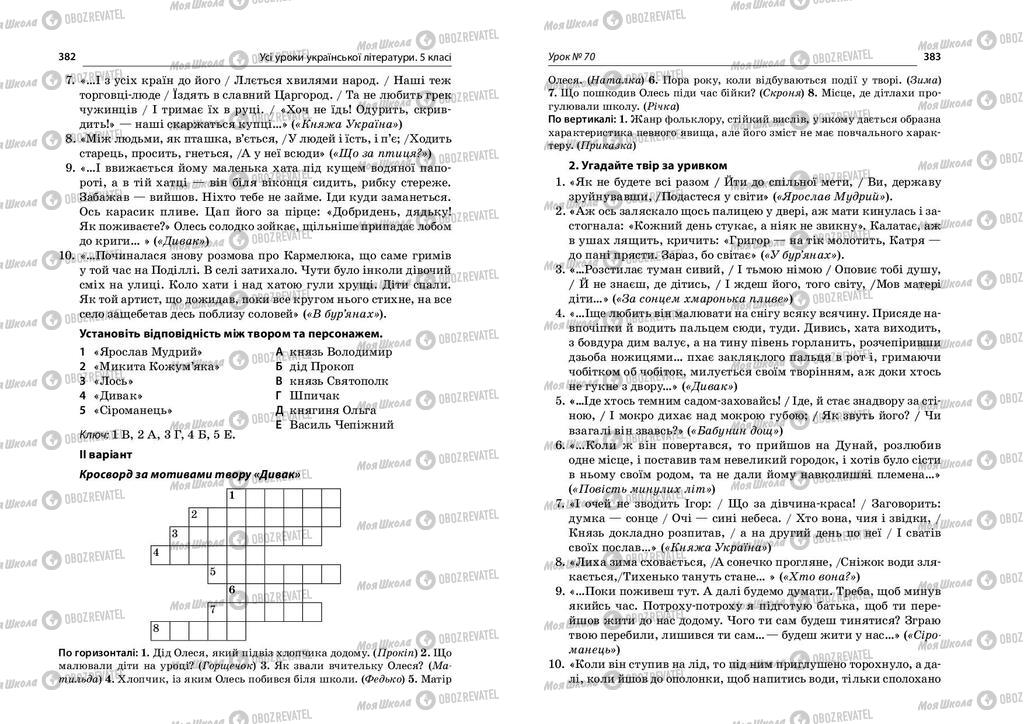 Підручники Українська література 5 клас сторінка  382-383
