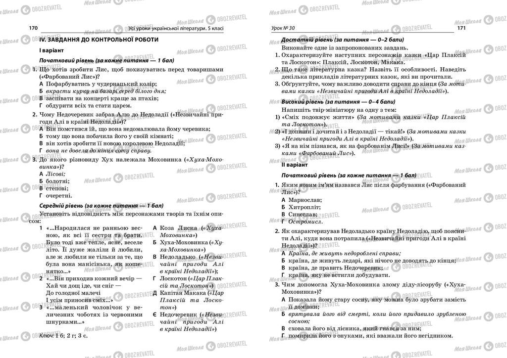 Підручники Українська література 5 клас сторінка  170-171