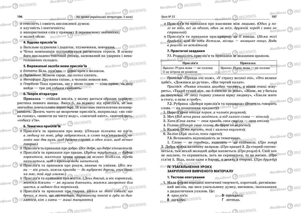 Учебники Укр лит 5 класс страница  196-197