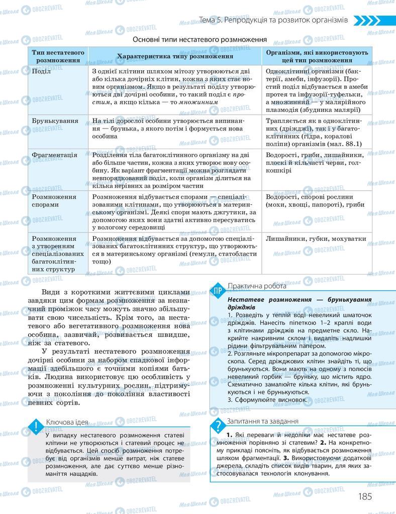 Підручники Біологія 10 клас сторінка 185