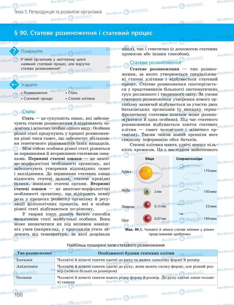 Підручники Біологія 10 клас сторінка 188