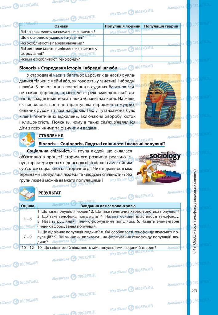 Підручники Біологія 10 клас сторінка 205