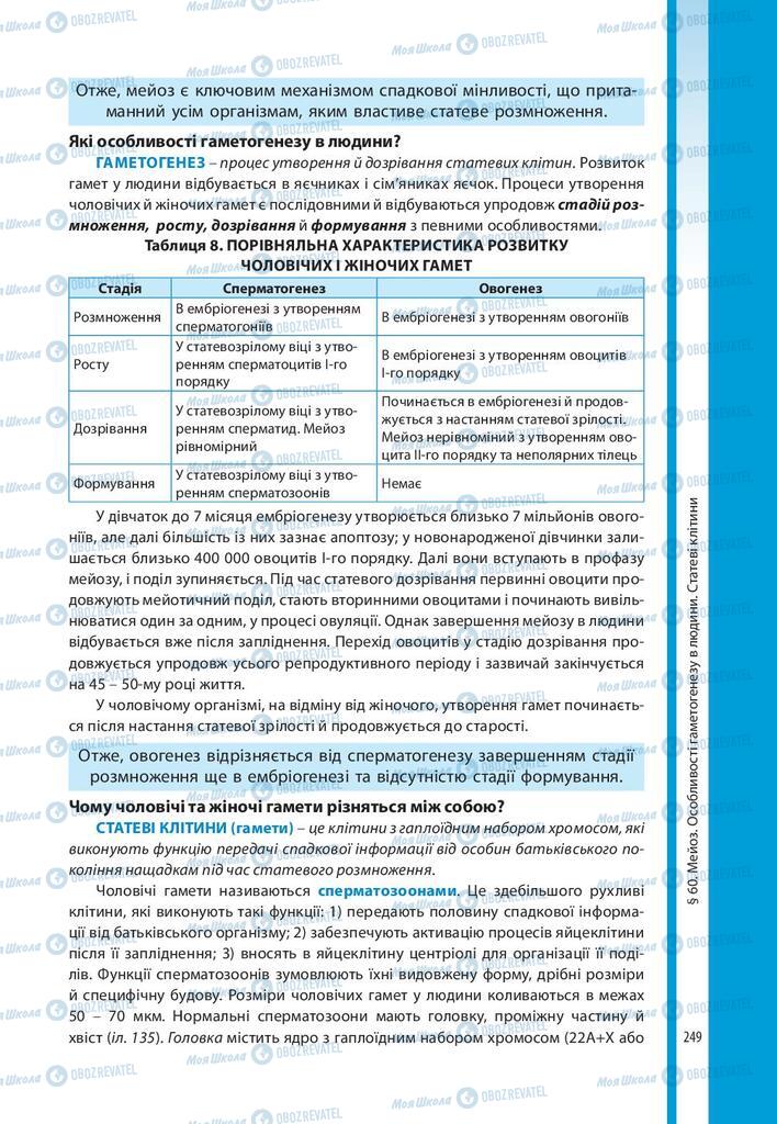 Підручники Біологія 10 клас сторінка 249