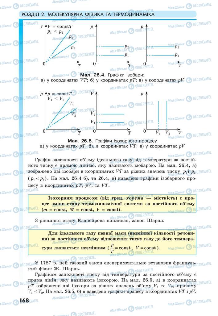 Підручники Фізика 10 клас сторінка 168