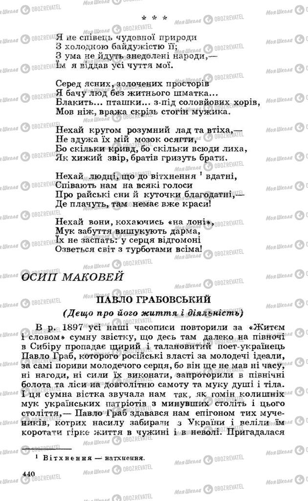 Підручники Українська література 10 клас сторінка 440