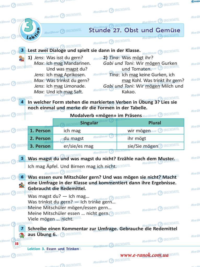 Підручники Німецька мова 5 клас сторінка  58