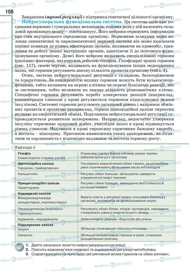 Підручники Біологія 10 клас сторінка 108